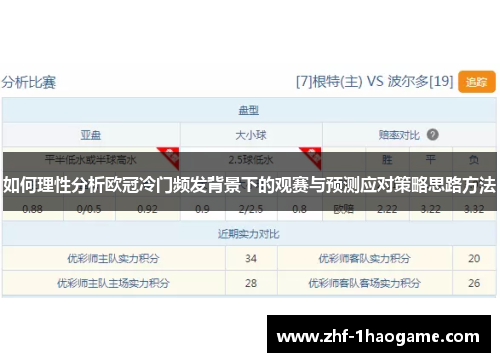 如何理性分析欧冠冷门频发背景下的观赛与预测应对策略思路方法